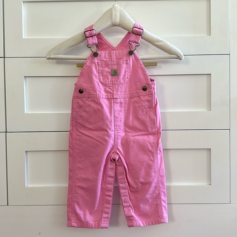 Carhartt Pink Cotton Baby Overalls - Size 12M